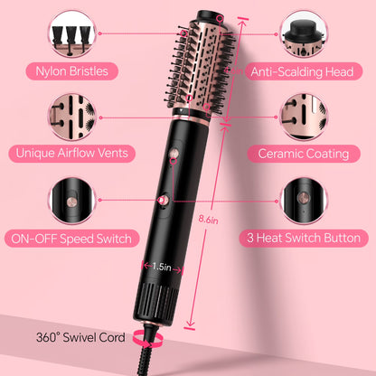 Hot Air Brush, Hair Dryer Brush High Speed Motor, Blow Dryer 1300W, Plastic
