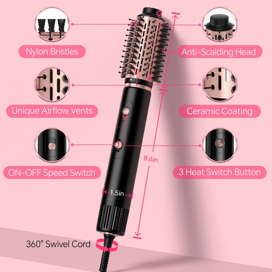 Hot Air Brush, Hair Dryer Brush High Speed Motor, Blow Dryer 1300W, Plastic