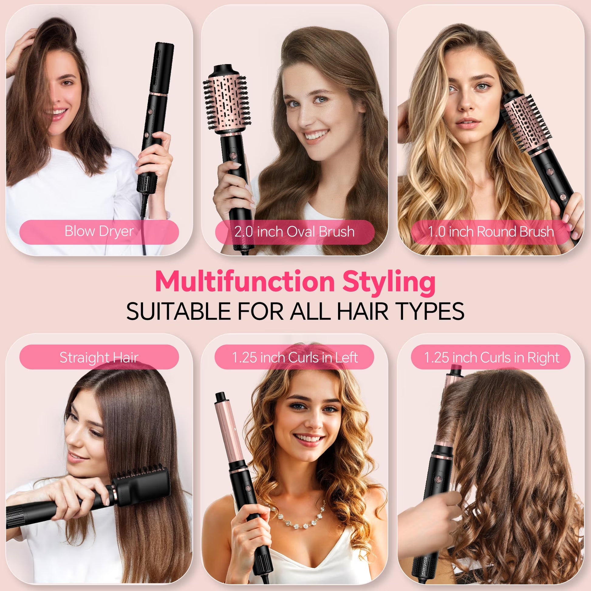 Hot Air Brush, Hair Dryer Brush High Speed Motor, Blow Dryer 1300W, Plastic